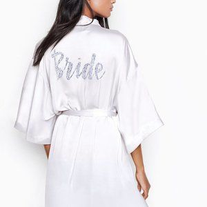Victoria's Secret I DO Collection Bride White Satin Robe LIKE NEW OS
